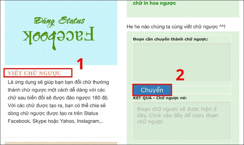 Viết chữ đảo ngược với bienthuy.com
