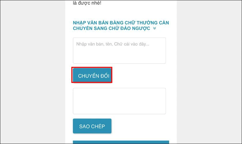 Nhập văn bản v&agrave;o &ocirc; nhập liệu rồi nhấn Chuyển đổi