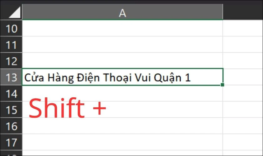 Viết hoa chữ c&aacute;i đầu trong Excel bằng ph&iacute;m Shift