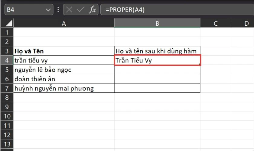 Viết hoa chữ c&aacute;i đầu ti&ecirc;n của Họ v&agrave; T&ecirc;n