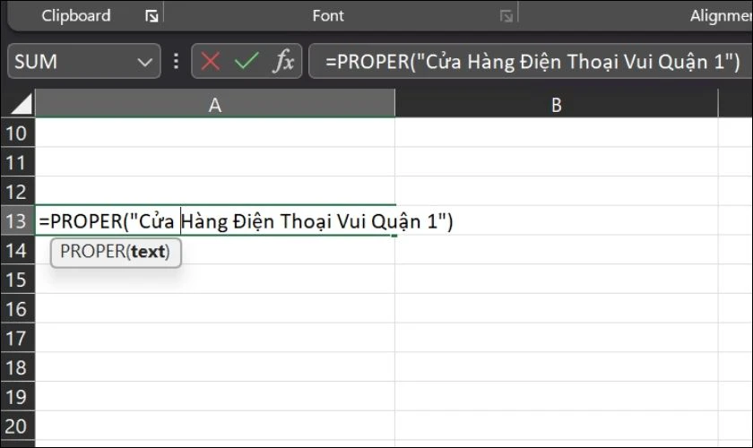 C&aacute;ch d&ugrave;ng h&agrave;m PROPER viết hoa chữ c&aacute;i đầu trong Excel 