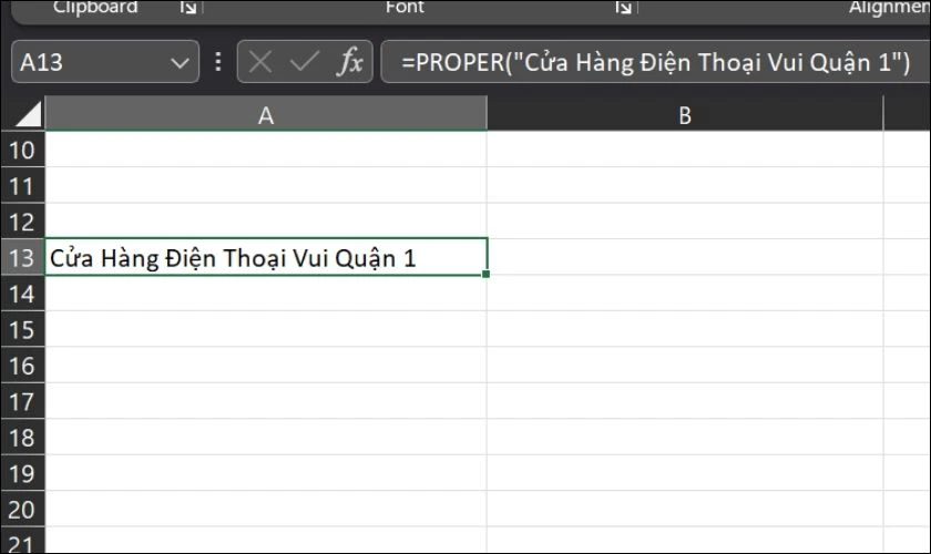 Kết quả sau khi sử dụng h&agrave;m PROPER