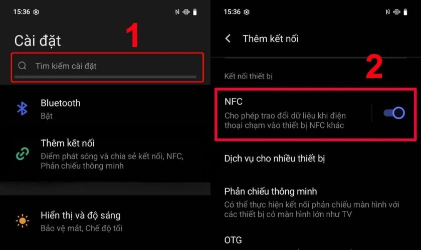Sử dụng thanh tìm kiếm để xác định tính năng