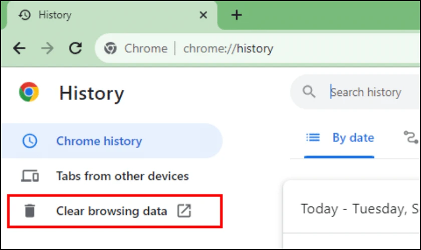 Chọn Clear browsing data&hellip;
