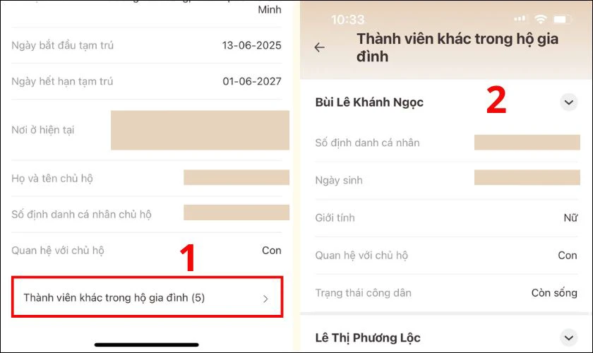 Chọn vào Thành viên khác trong hộ gia đình
