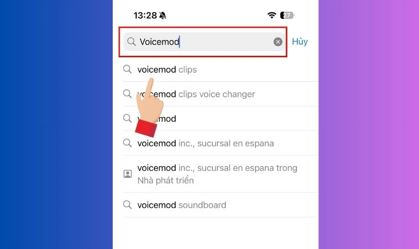 Mở App Store, t&igrave;m kiếm Voicemod