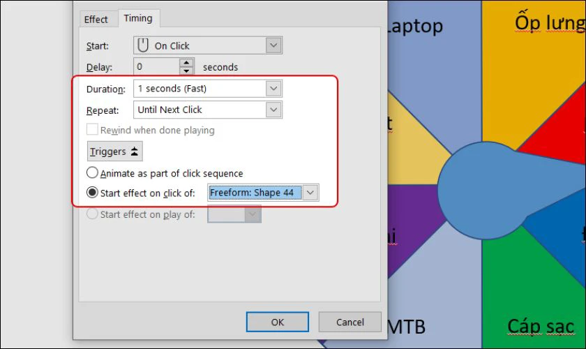 Thêm hiệu ứng cho vòng quay may mắn trong PowerPoint