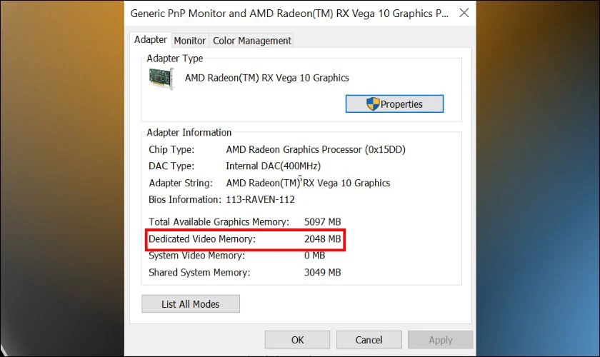 Cách kiểm tra VRAM trong Settings Windows