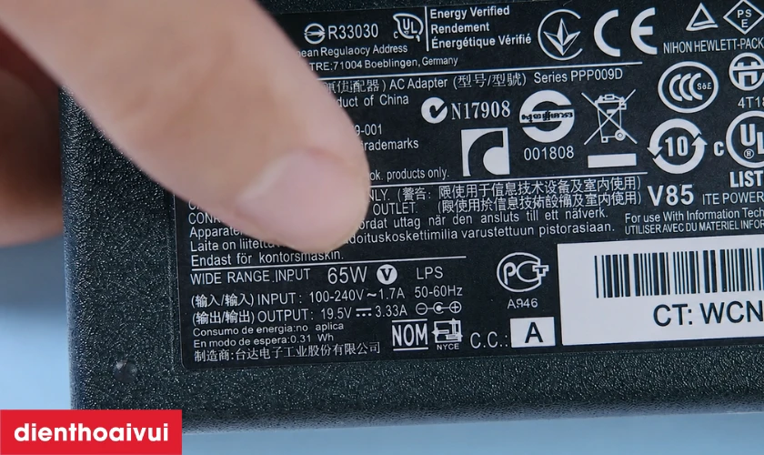 th&ocirc;ng số kỹ thuật sạc laptop HP