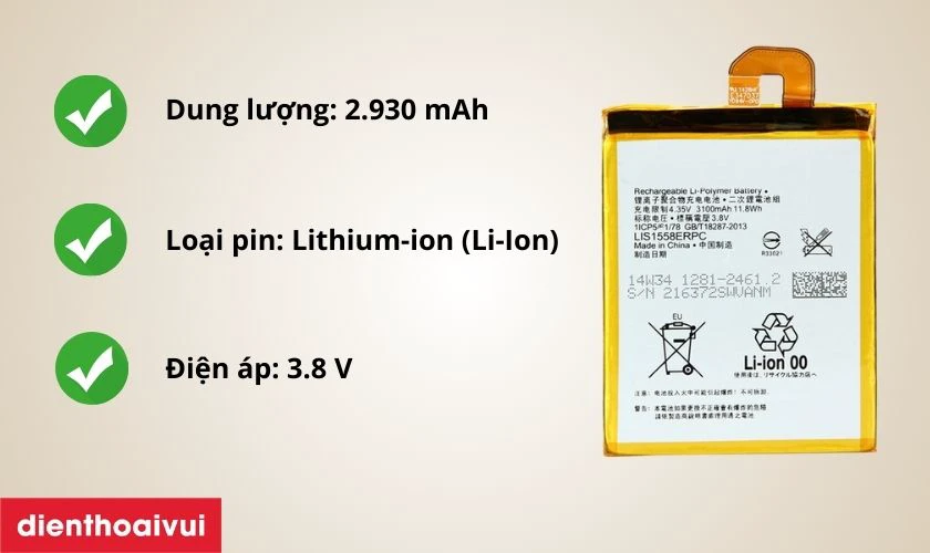 Thay pin Sony Xperia Z3 Plus gi&aacute; rẻ, ch&iacute;nh h&atilde;ng, uy t&iacute;n tại TP.HCM v&agrave; H&agrave; Nội