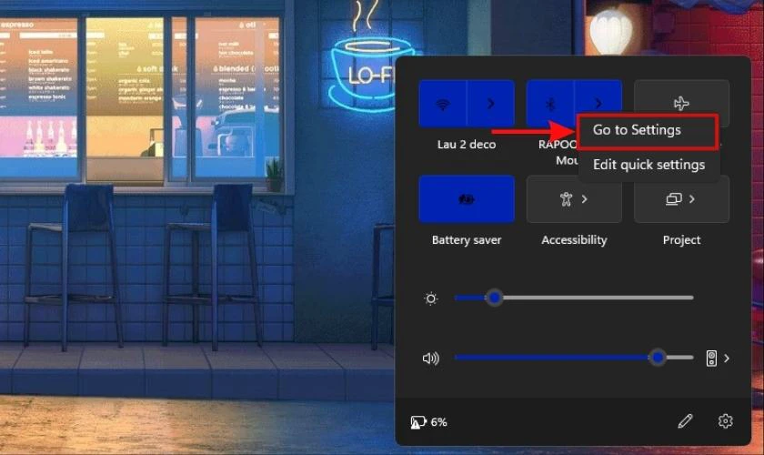 Chọn v&agrave;o mục Go To Settings