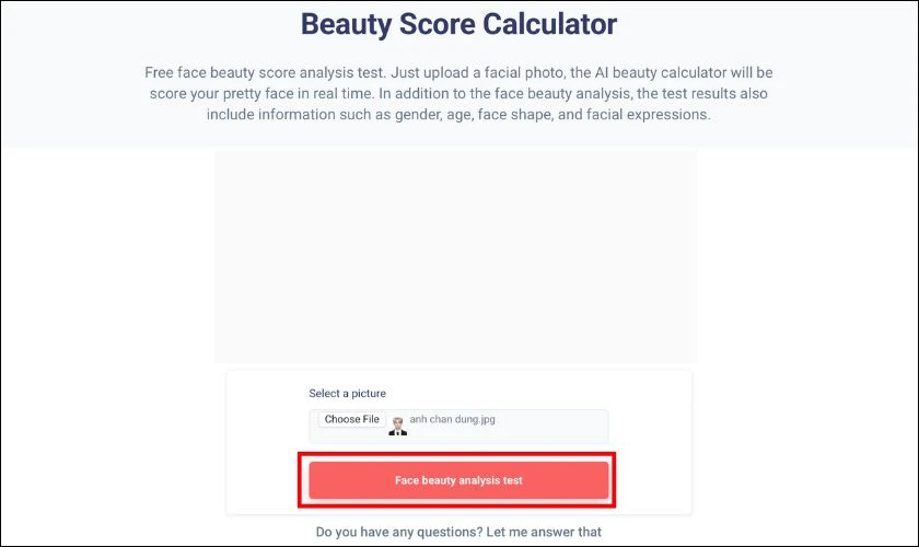 Chọn Face beauty analysis test