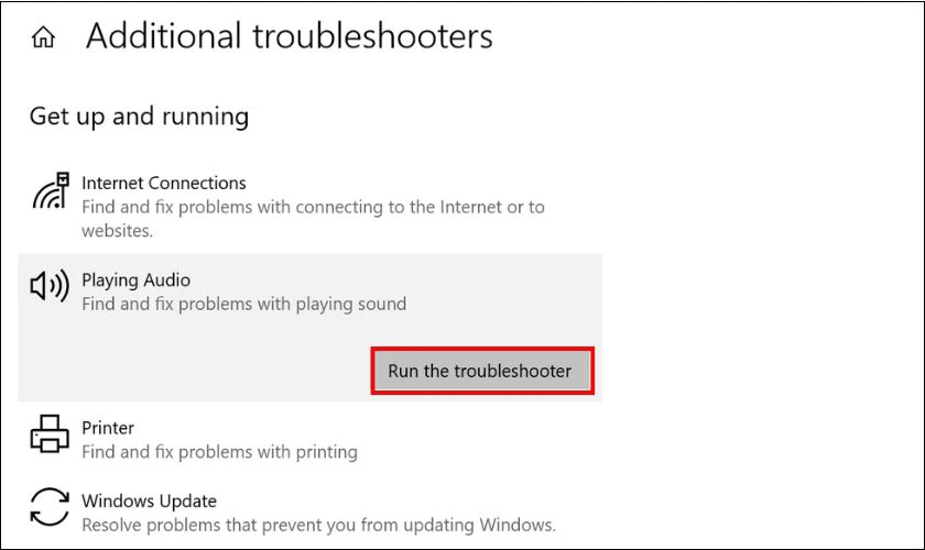 Sửa lỗi bằng Audio and Video Troubleshooters