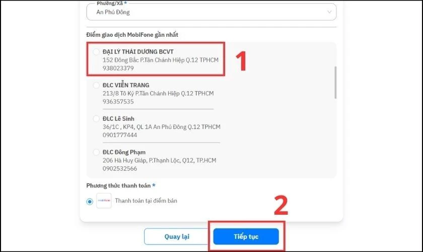 Chọn Điểm giao dịch MobiFone gần nhất