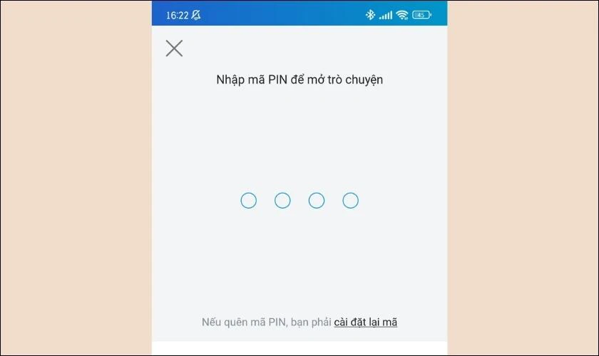 Nhập m&atilde; PIN t&igrave;m tin nhắn ẩn tr&ecirc;n Zalo