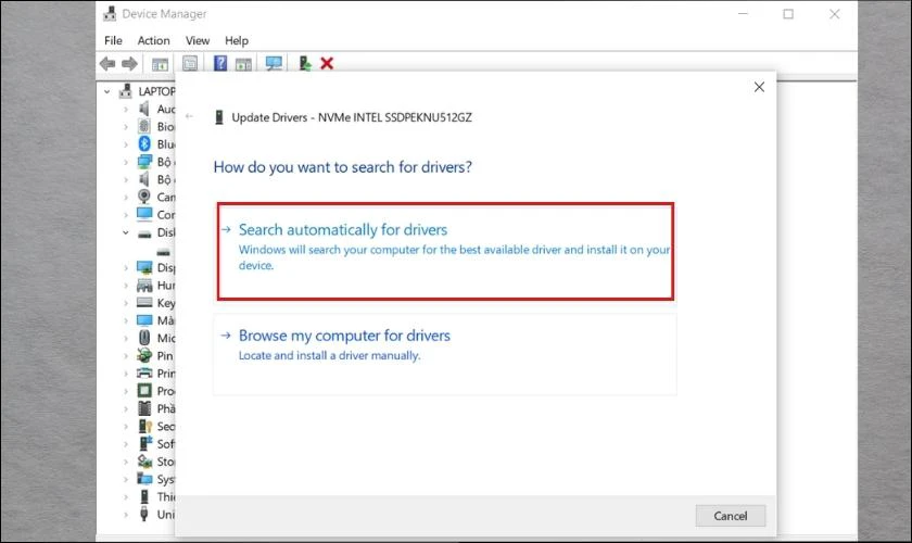 Chọn Search automatically for drivers