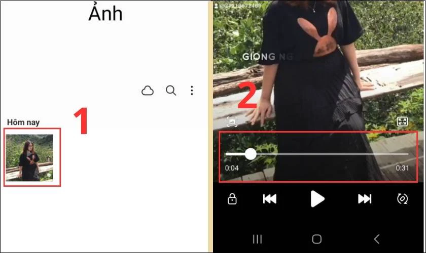 Nhấn chọn video vừa tải về, k&eacute;o đến bức h&igrave;nh bạn th&iacute;ch v&agrave; chụp ảnh m&agrave;n h&igrave;nh