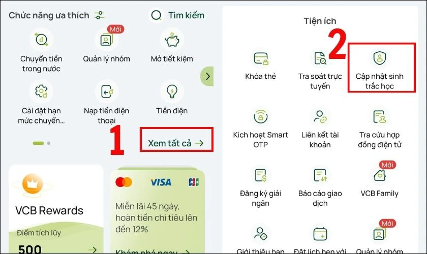 Hướng dẫn xác thực sinh trắc học trên Vietcombank