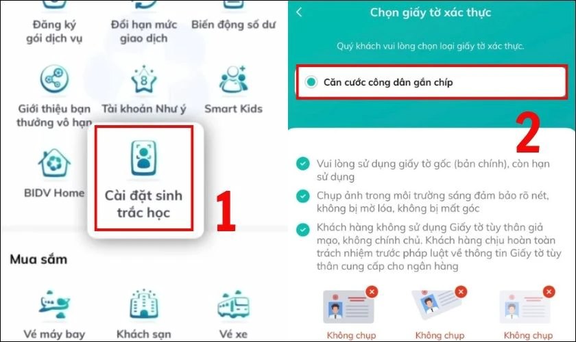 Hướng dẫn xác thực sinh trắc học trên BIDV