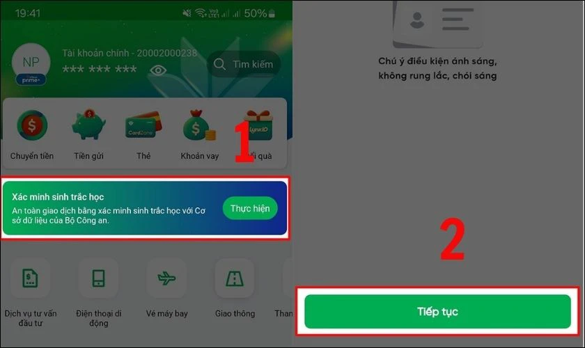 Hướng dẫn xác thực sinh trắc học trên VPBank