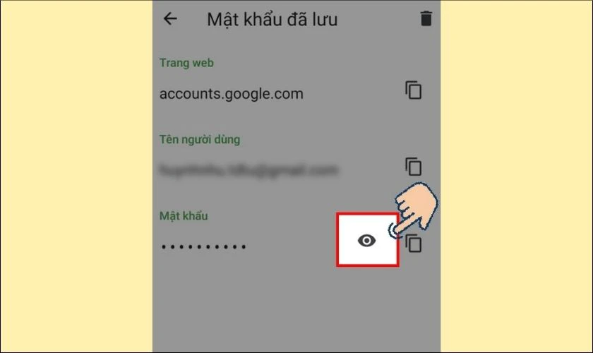 Xem mật khẩu đ&atilde; lưu tr&ecirc;n Cốc Cốc tr&ecirc;n điện thoại
