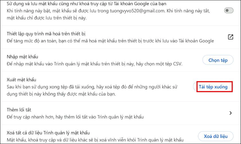 Cách xuất mật khẩu đã lưu trên Google