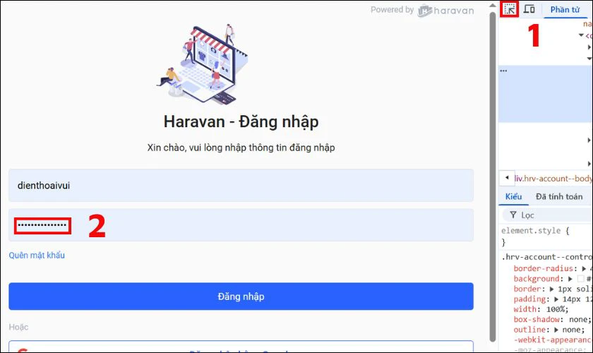 Nhấn chọn vào ô Mật khẩu của bạn