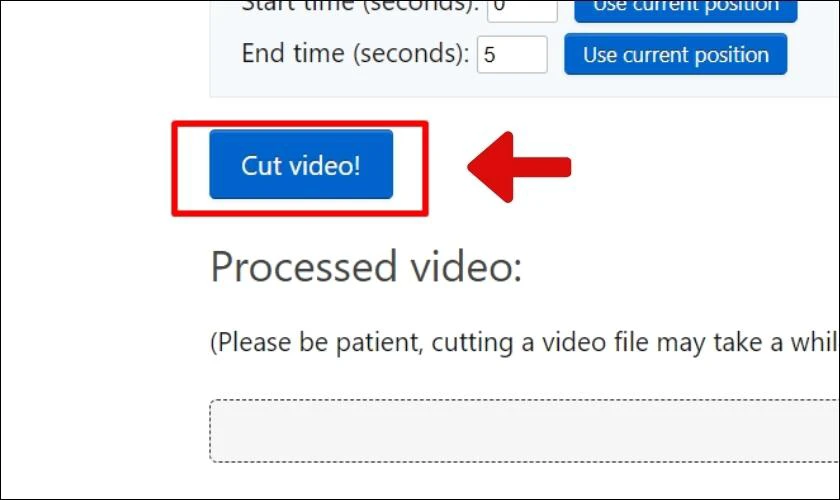 Nhấn Cut video để tiến h&agrave;nh chỉnh sửa 