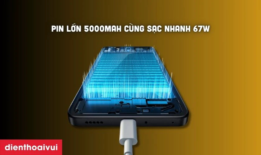 Pin lớn v&agrave; sạc nhanh 67W