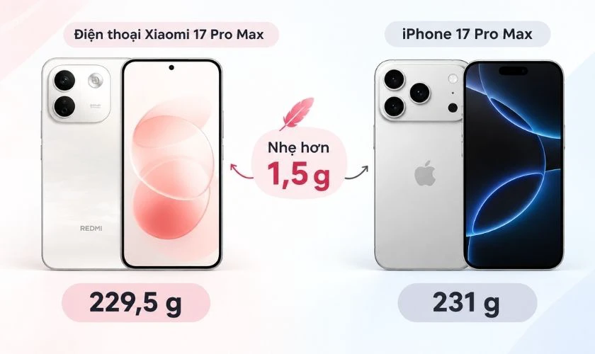 Xiaomi 17 Pro Max nhẹ hơn iPhone 17 Pro Max