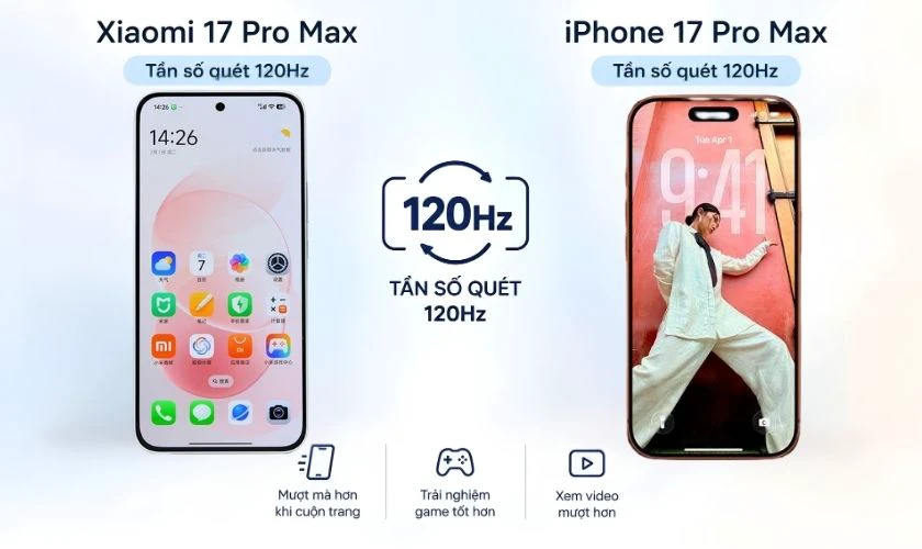 So sánh Xiaomi 17 Pro Max và iPhone 17 Pro Max về màn hình