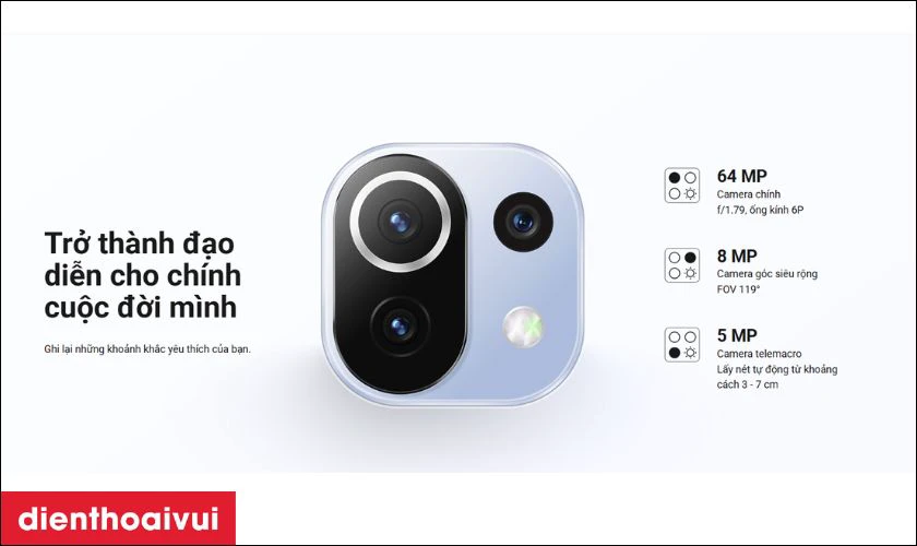 Hệ thống camera 64MP chất lượng cao