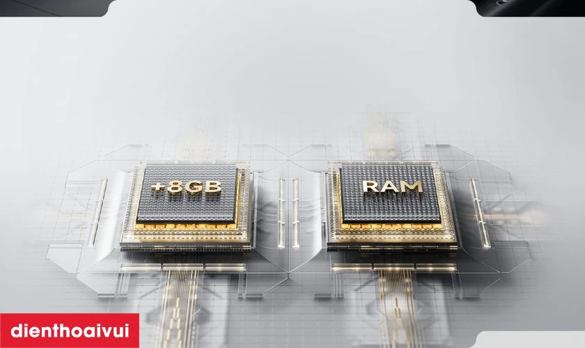 RAM 8GB, bộ nhớ trong 256 GB eMMC 5.1, hỗ trợ mở rộng RAM ảo