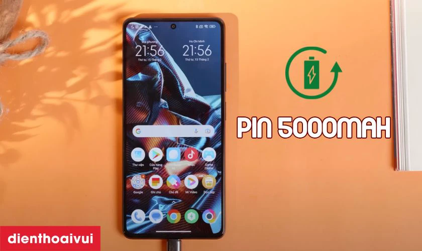 Pin 5000mAh hỗ trợ sạc nhanh 67W