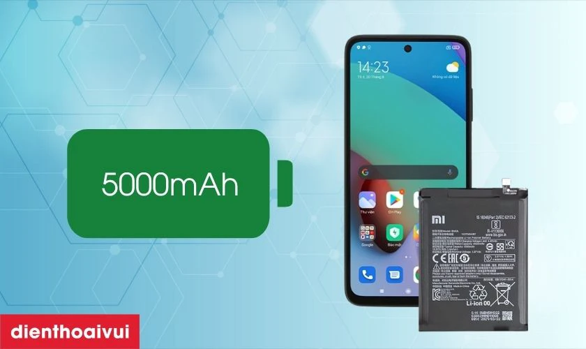 Vi&ecirc;n pin 5000mAh cho thời gian sử dụng d&agrave;i