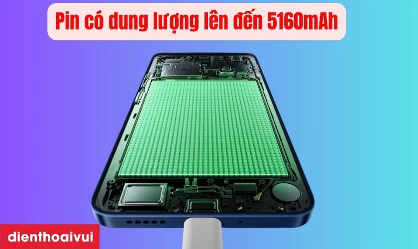 Pin c&oacute; dung lượng l&ecirc;n đến 5160mAh