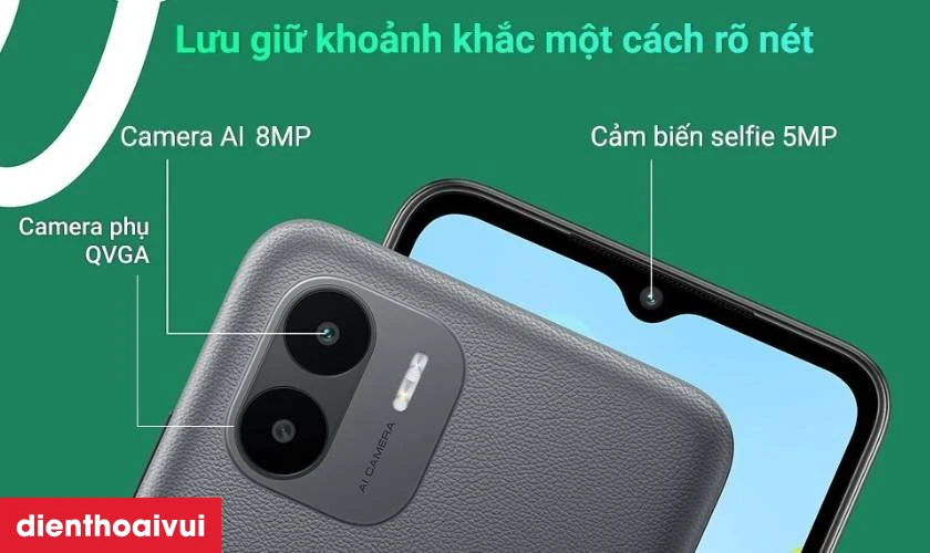 Camera chính 8MP và camera selfie 5MP