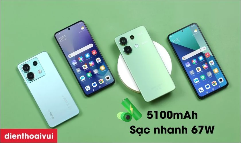 Vi&ecirc;n pin dung lượng 5100mAh, sạc nhanh 67W