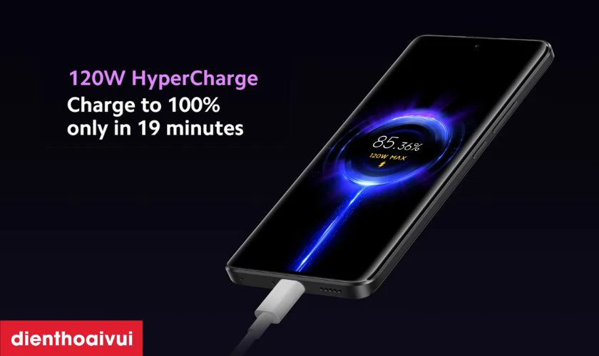 Pin 5000mAh v&agrave; sạc nhanh 120W HyperCharge