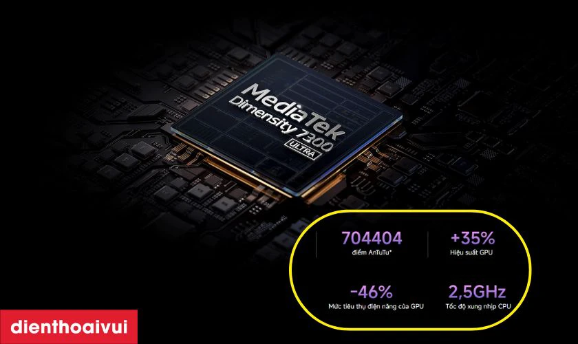 Hiệu năng tối ưu với MediaTek Dimensity 7300 Ultra