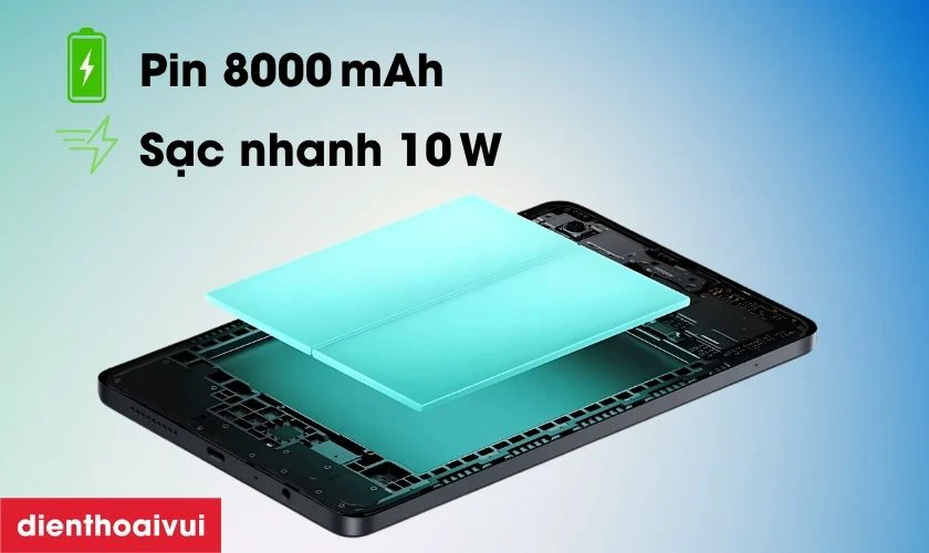 Pin 8000 mAh & sạc nhanh 10 W