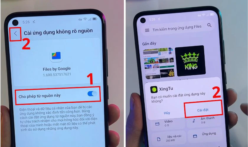 Bấm Cho ph&eacute;p từ nguồn n&agrave;y để file được tải tr&ecirc;n m&aacute;y