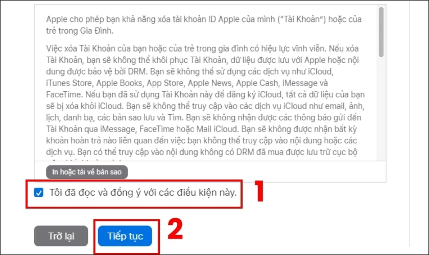 Tick chọn vào Tôi đã đọc và đồng ý với các điều kiện này