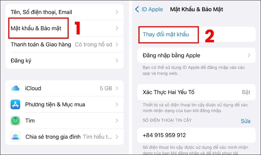 Chọn mật khẩu và bảo mật