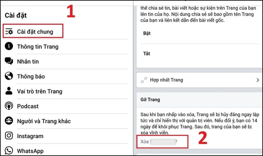Tìm đến tính năng Gỡ trang