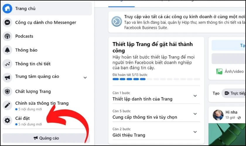 Mở menu Cài đặt và quyền riêng tư