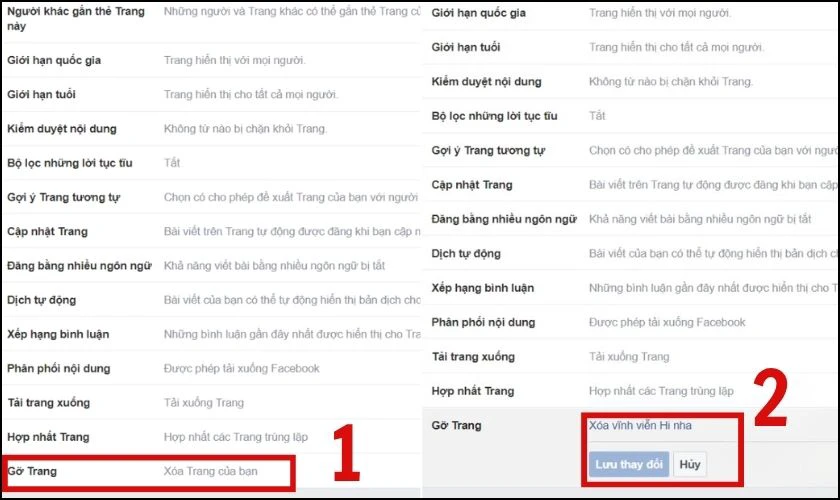 Tìm đến tính năng Gỡ trang