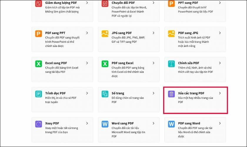 Xóa trang PDF miễn phí bằng Small PDF