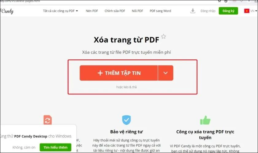 Chọn vào mục Thêm tập tin