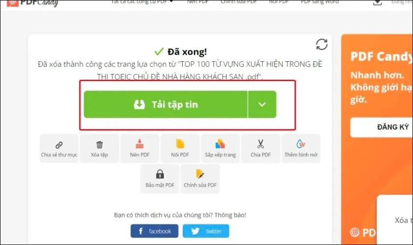 Tải tập tin đã xóa trang về máy